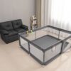 Fabric Baby Playpen, Baby Fence Play Area With Anti Slip Base - Gray - Image 2