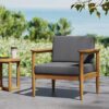 Outdoor Club Chair, Patio Chair With Teak Acacia Wood Frame - Dark Gray - Image 4