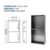 13" X 25" Stainless Steel Shower Niche Double Shelf With Corrosion Resistance - Gunmetal Black - Image 3