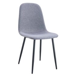 Luxury Simple Chair Linen Cotton High Resilience Dining Chair With Black Metal Legs (Set of 4) - Light Gray