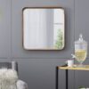 Square Mirror With Wood Frame, Wall Mirror For Living Room Bathroom Entryway - Brown - Image 5