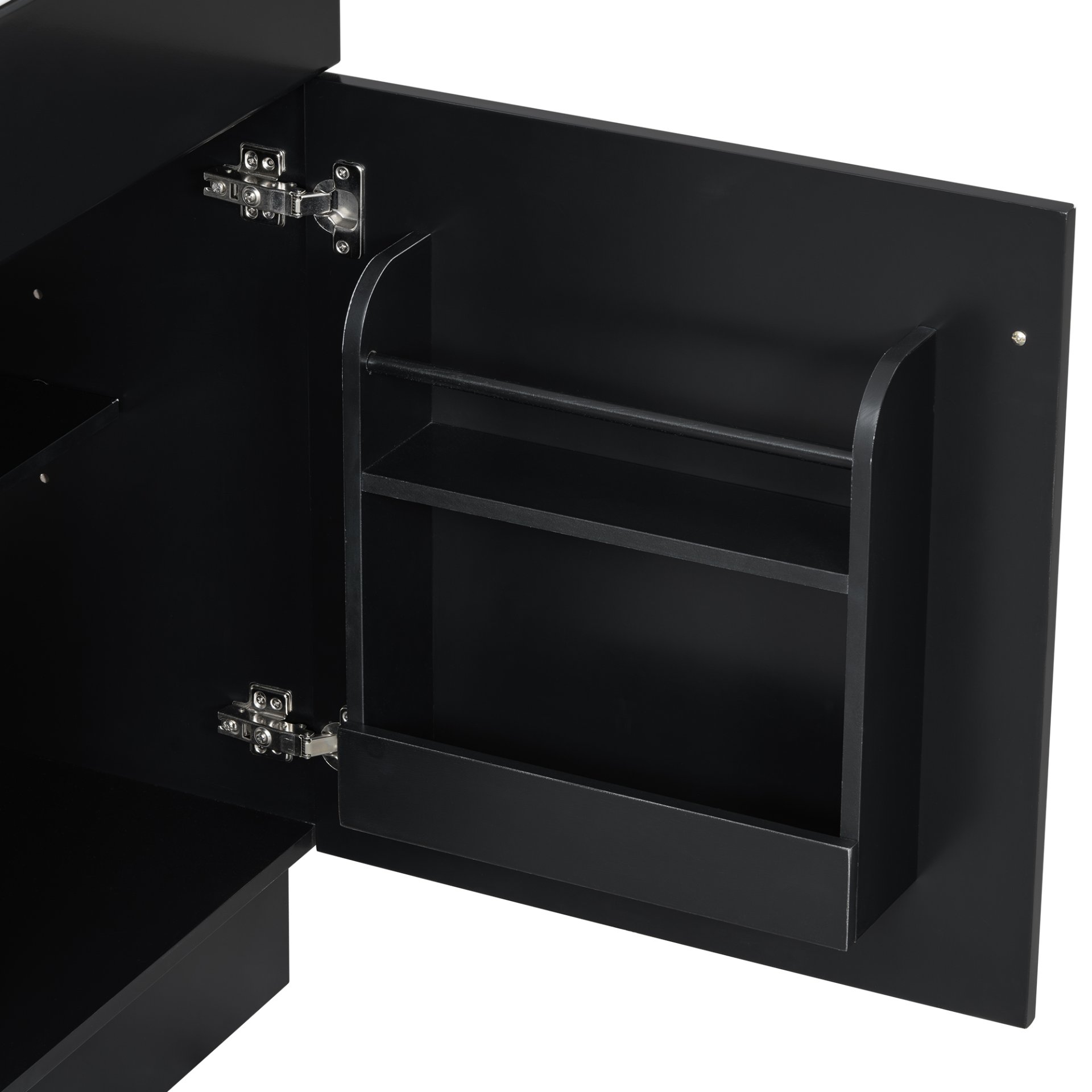 20" Bathroom Vanity With Sink, Freestanding Cabinet With Door Shelf And Adjustable Shelf, And Ceramic Construction - Black - Image 21