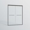 Double Sliding Shower Door, Semi Frameless Bypass Bathroom Sliding Door With 1 / 4" (6Mm) Tempered Glass For Walk In Shower - Matte Black - Image 11