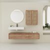 Modern Wall Mounted Bathroom Vanity With Resin Sink And 2 Side Cabinet, Imitative , Construction - Imitative Oak - Image 2