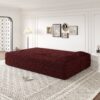 Modern Floor Sofa With 2 Pillows, Convertible Teddy Fabric Foam Filled Sleeper Sofa Bed, Full Size Folding Mattress For Living Room Guest Bed, Playroom, No Assembly Required - Burgundy - Image 7