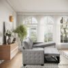 Reversible Sectional Storage Sleeper Sofa Bed, L-Shape 2 Seat Sectional Chaise With Storage, Skin-Feeling Velvet Fabric - Light Gray - Image 2