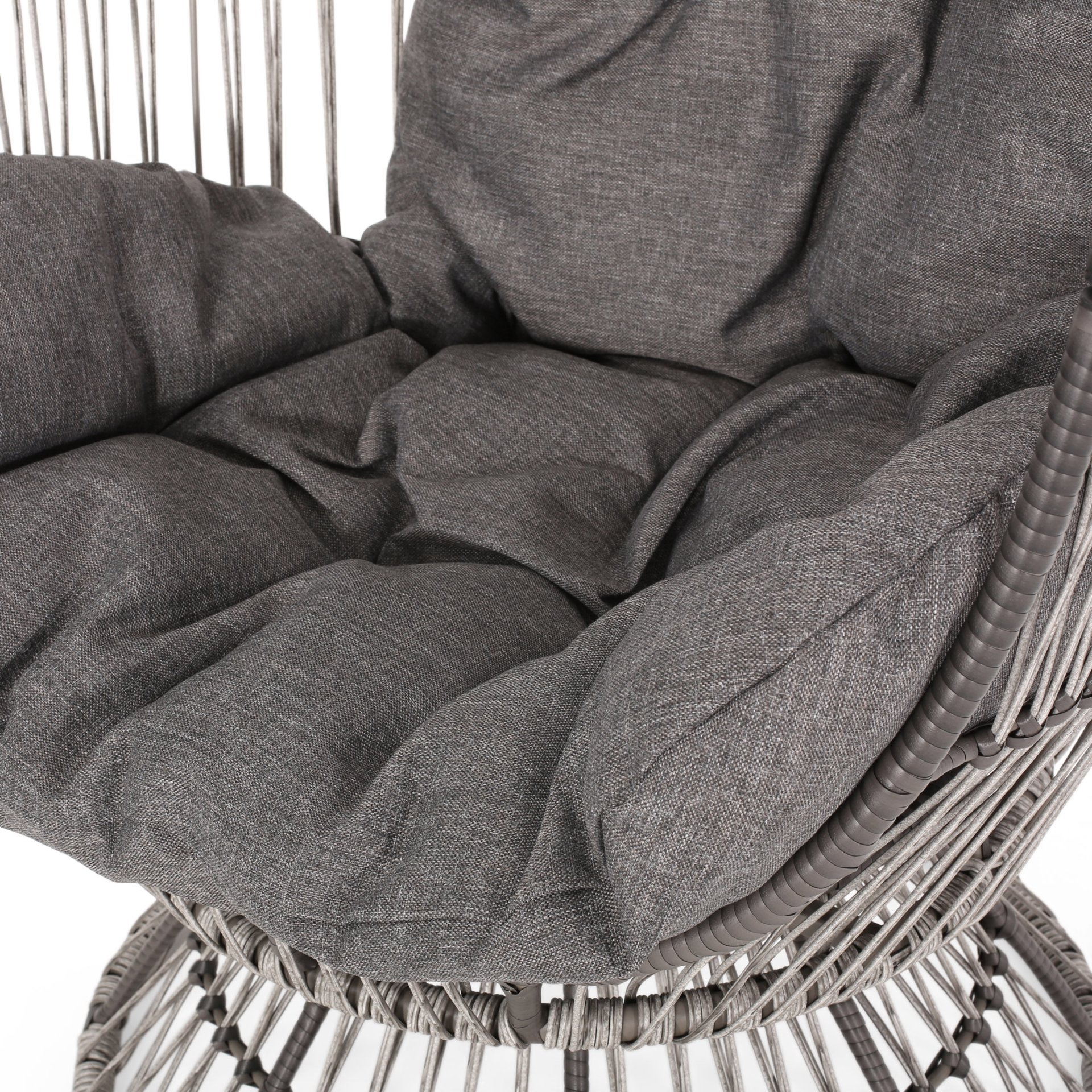 Berkshire - Outdoor Wicker Swivel Egg Chair With Water Resistant Cushions - Gray - Image 11