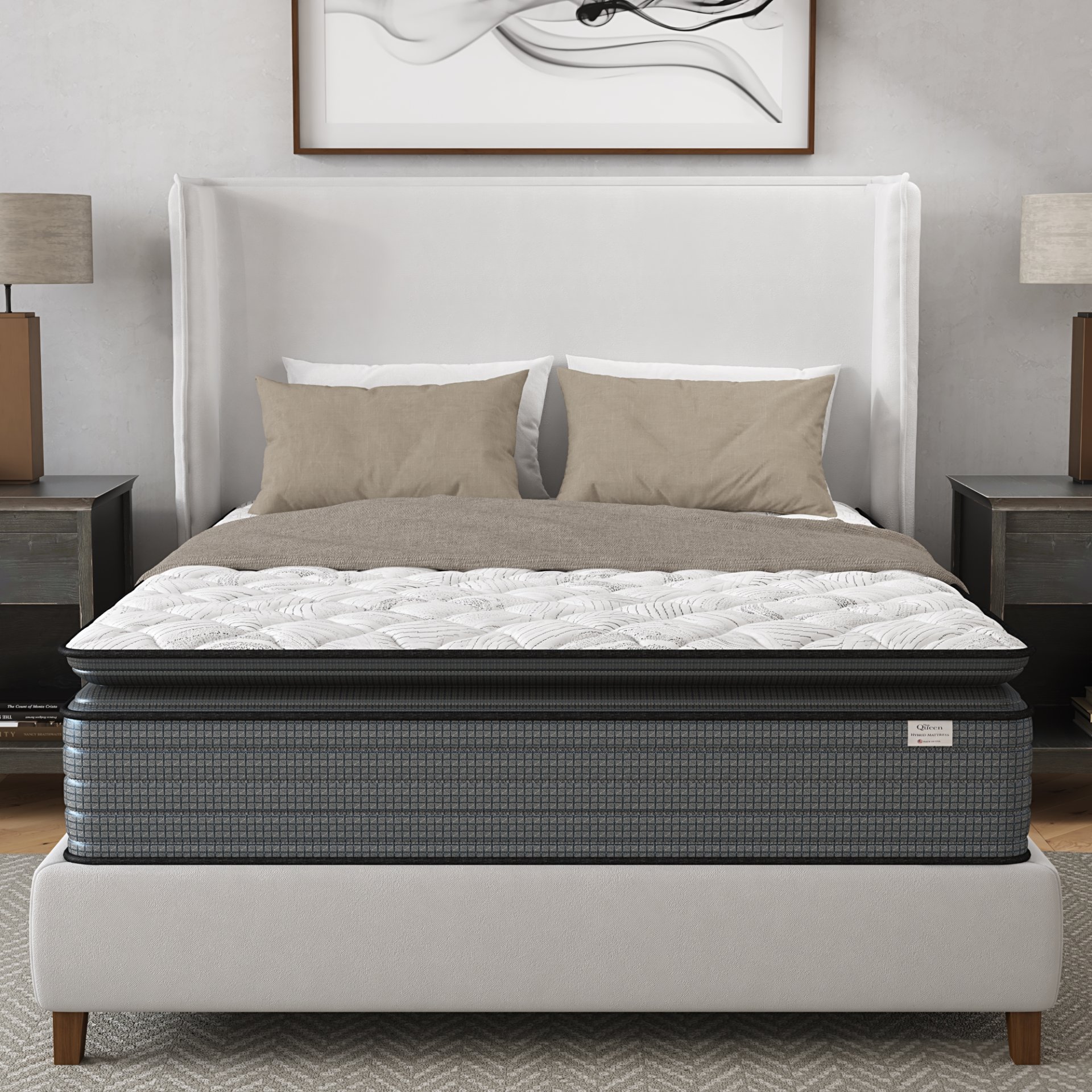 Isabella - 14" King Hybrid Pillow Top Mattress - Grey / White - Image 2