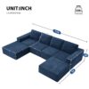Modular U Shaped Sectional With Ottomans, Luxury Cloud Floor Couch With Deep Seat Fully Compressed Upholstered Sofa - Navy - Image 18
