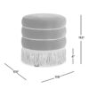 Edward - Round Upholstered Ottoman With Bullion Fringe - Olive Green - Image 5