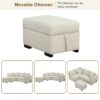 L-Shaped Sectional Pull Out Sofa Bed Sleeper Sofa With Two USB Ports, Two Power Sockets And A Movable Storage Ottoman - Beige - Image 6