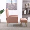 Modern Accent Chair With Ottoman, Comfy Armchair For Living Room, Bedroom, Apartment - Pink - Image 4