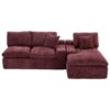 Cloud Sectional Sofa Upholstered Sofa Couch With Double-Layer Cushion And Side Pockets - Red - Image 15