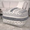 Karim - Faux Yarn Large Pouf, Durable - Ivory / Gray - Image 2