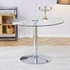 Modern Minimalist Circular Dining Table With Glass Top And Electroplated Metal Legs For Restaurants And Living Rooms - Silver / Transparent - Image 2