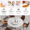 59.05" Modern Artificial Stone Round Golden Metal Dining Table, Can Accommodate 6 People Artificial Stone Turntable - White / Gold - Image 7