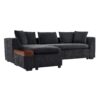 Modern L Shaped Sectional Sofa With Chenille Upholstery And Wooden Storage - Black - Image 7