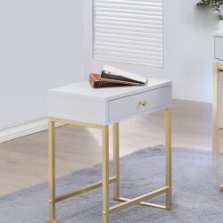 Coleen - Accent Table - White / Brass