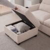 Modern Modular L Shaped Chenille Sofa Couch Reversible Ottoman With Storage Removable And Washable Cushions Sofa With USB Ports & Cup Holder For Living Room - Beige - Image 11