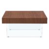 Square Coffee Table With Tempered Glass Legs - Transparent / Walnut - Image 11