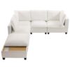 U - Shaped Sectional Sofa Modular Sofa Couch With A Movable Ottoman, A Coffee Table With Hidden Charging Devices For Living Room - White - Image 17