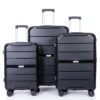 Hardshell Suitcase Spinner Wheels Pp Luggage Sets Lightweight Durable Suitcase With Tsa Lock, 3 Piece Set (20/24/28) - Black - Image 2