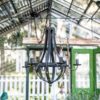 6 Light Metal Chandelier, Hanging Light Fixture With Adjustable Chain For Kitchen, Bulb Not Included - Black - Image 4