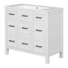 Bathroom Vanity Cabinet With Resin Integrated Sink 4 Drawers, 2 Doors - White - Image 16