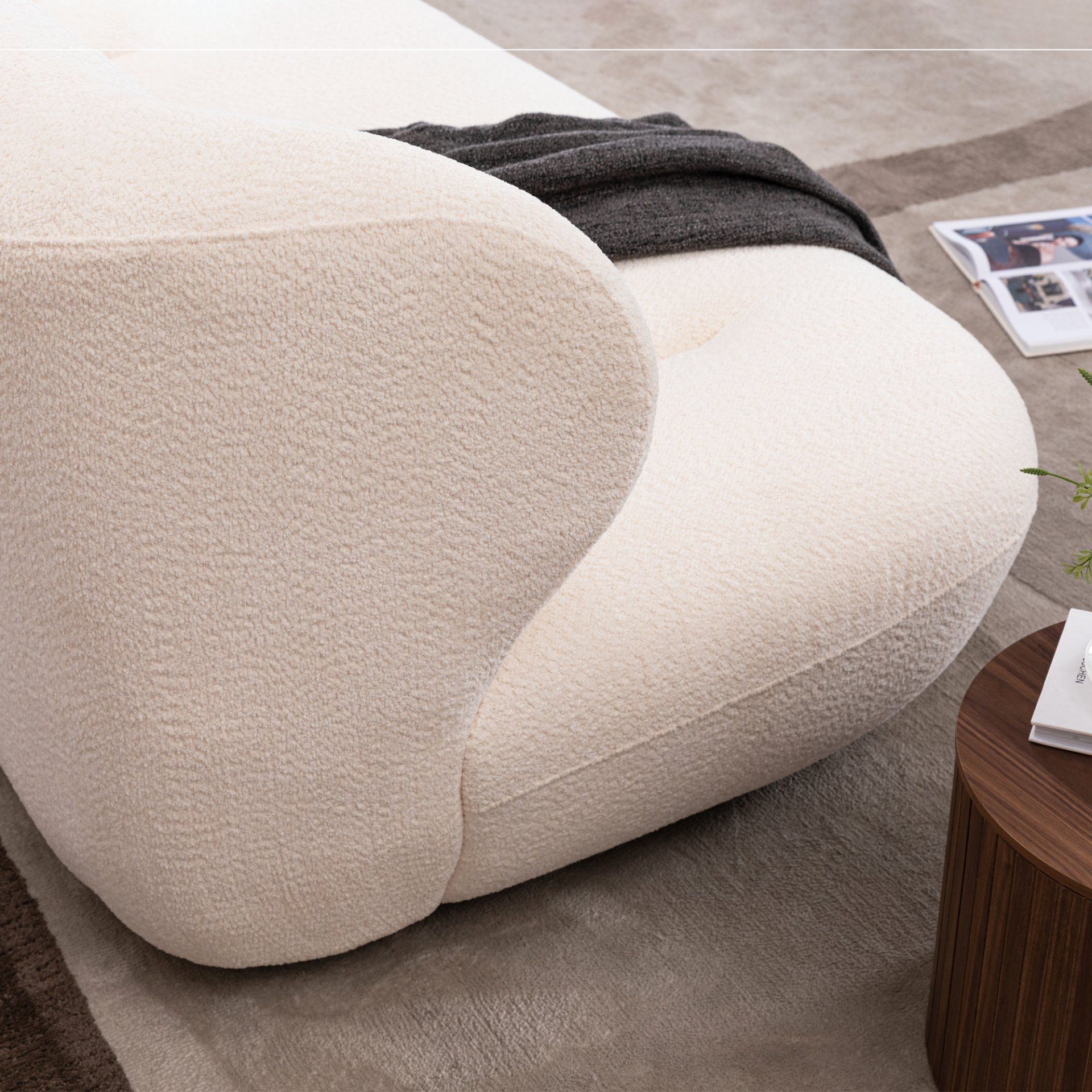 Modern Fashion Yp40116W Circular Curve Design Sofa, 4 Seater For Office & Bedroom - White - Image 14