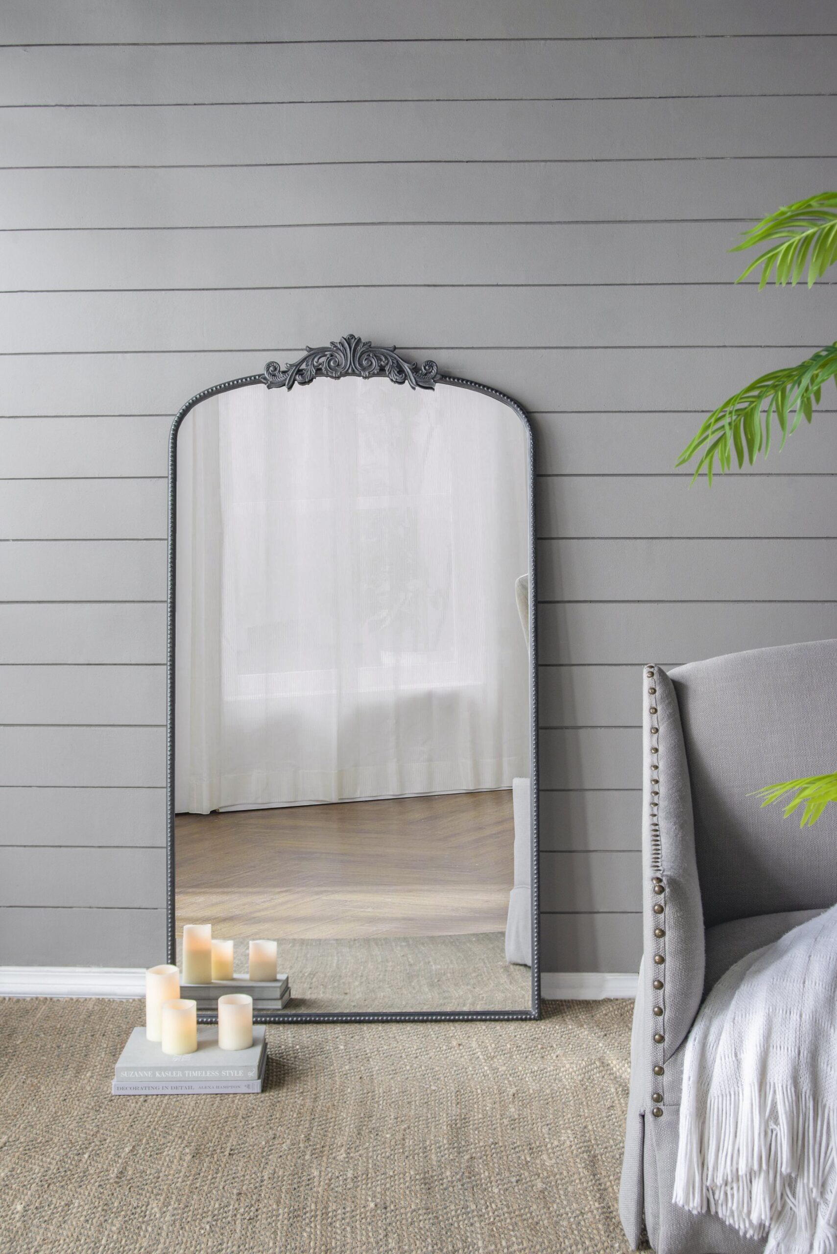 Full Length Mirror, Arched Mirror Hanging Or Leaning Against Wall, Large Mirror For Living Room - Black - Image 5