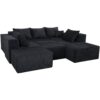Luxury 8 Piece Modular U Shaped Sectional Sofa With Oversized Chaise Lounge And Bed Corduroy Upholstery - Black - Image 19