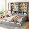 Full Size Daybed With Glass Door Storage Cabinets, Built In LED Lighting And Shelves - Gray - Image 17