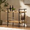Modern Industrial Bar Cart With Shelving And Casters - Natural - Image 8