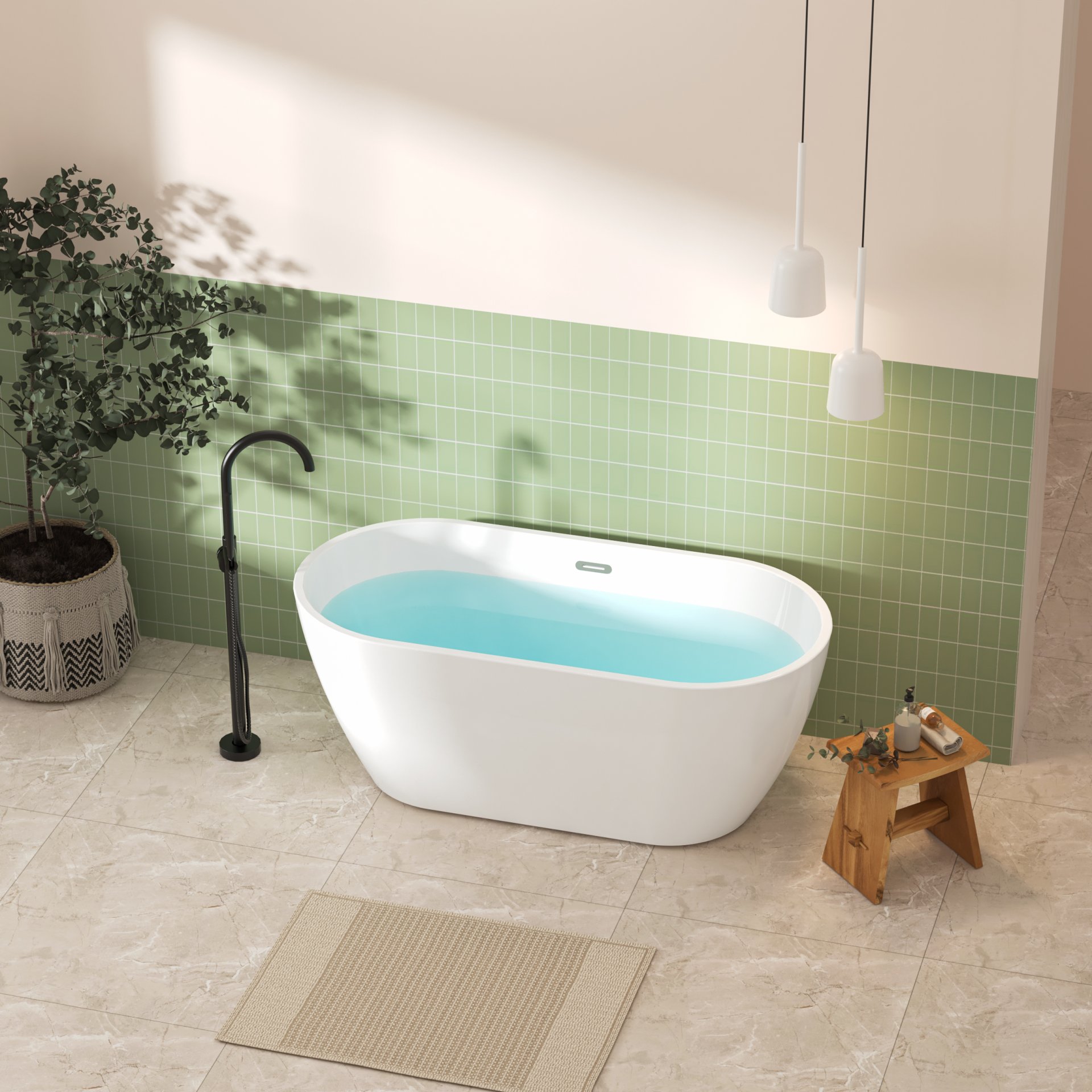 Acrylic Freestanding Soaking Bathtub With Classic Slotted Overflow And Toe-Tap Drain In Chrome, Cupc C Ertified, 02138 - Glossy White - Image 4