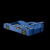 Wooden Race Car Bed, Car Shaped Platform Twin Bed With Wheels For Teens - Blue / Yellow - Image 7