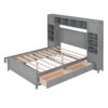 Full Size Bed With All In One Cabinet And Shelf - Gray - Image 2