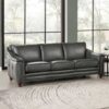 Belfast-Top Grain Leather Sofa Couch - Gun Ash - Image 2