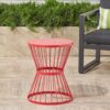 Lassen - Modern Red Iron Side Table With Hourglass Design - Red - Image 2