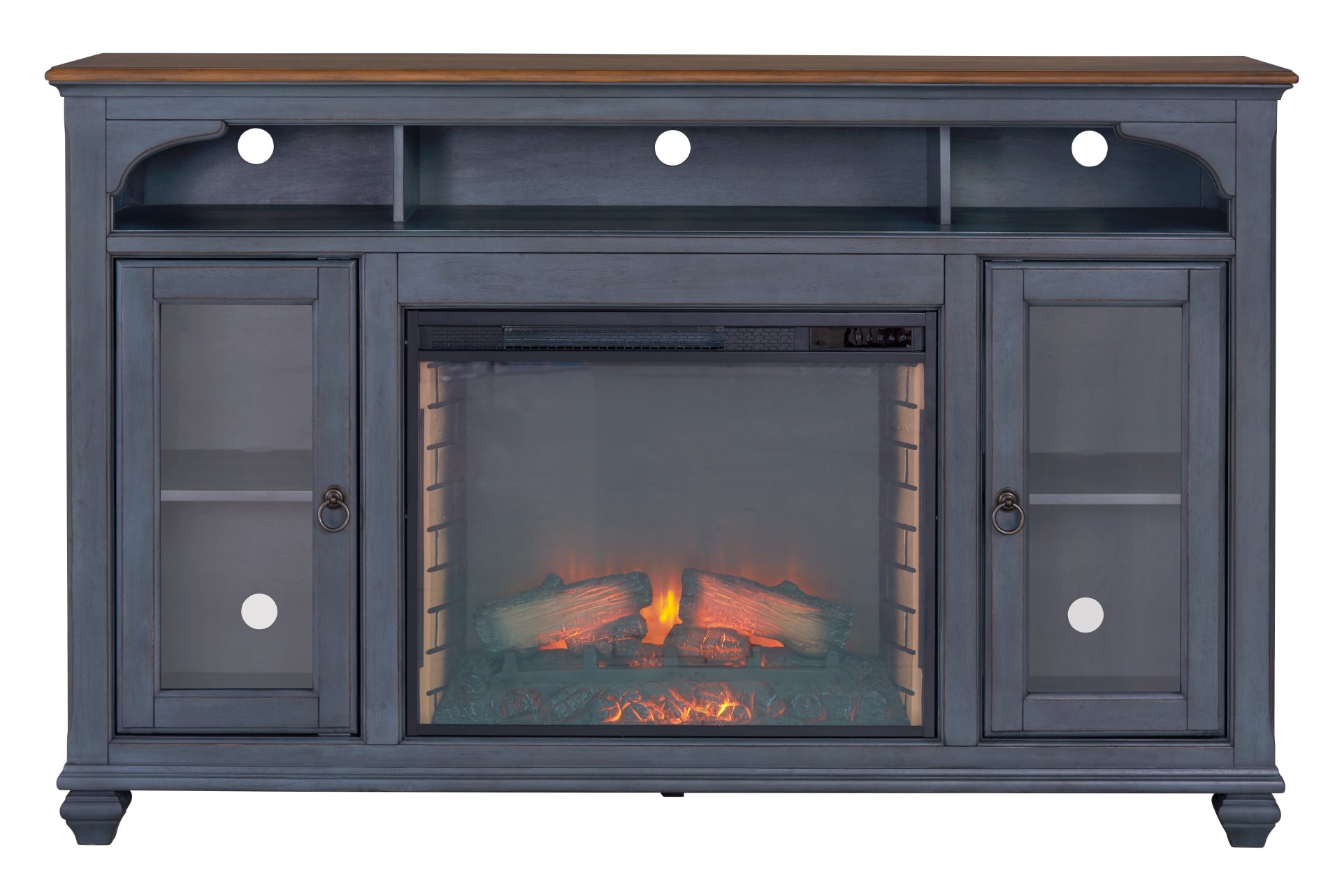 Americana - 66 In Fireplace TV Stand For TVs Up To 80" - Blue - Image 6