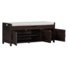 Storage Bench With 3 Shutter-Shaped Doors, Shoe Bench With Removable Cushion And Hidden Storage Space - Espresso - Image 12