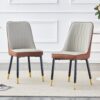 Modern Light And Dining And Living Room Chairs WithCushion And Metal Legs (Set of 2) - Brown / Light Gray - Image 4