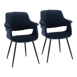 Vintage Flair - Glam / Art Deco Chair (Set of 2) - Black / Blue