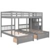 Full Over Twin & Twin Classic Triple Bunk Bed With Drawers And Guardrails - Gray - Image 21