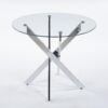 Dining Table With Cross Metal Leg And Tempered Glass, Modern Space Saving Kitchen Table For Living Room Legs - Chrome - Image 3