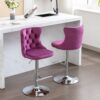 Swivel Velvet Barstools, Adjusatble Seat Height 1712PP (Set of 2) - Purple - Image 19