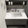 Elegant Bathroom Vanity Top With Undermount Sink - White Sintered Stone - Image 15