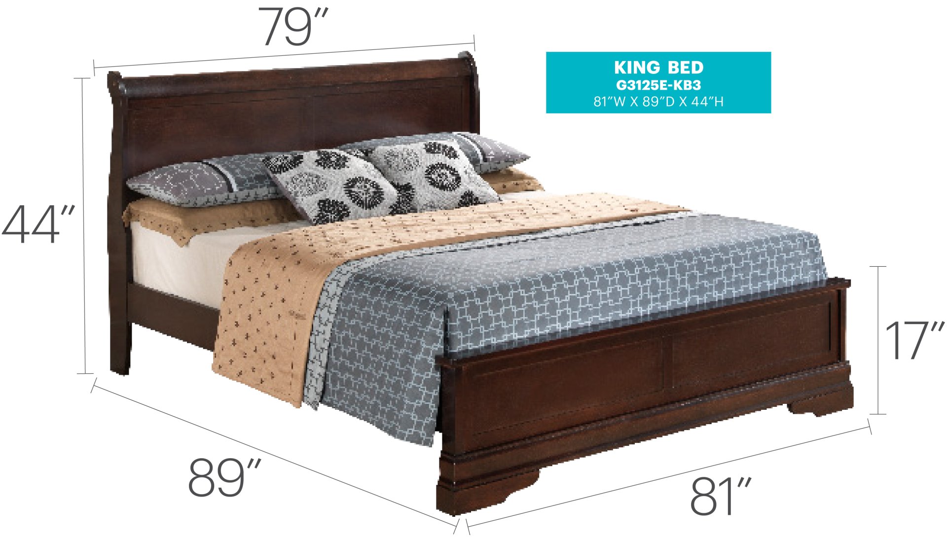 King Bed Elegant Traditional - Cappuccino - Image 2