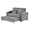 Pull Out Sofa Bed Modern Chenille Convertible Loveseat Sofa With Adjsutable Backrest, 2 Pillows, Cup Holders, USB Ports For Living Room, Apartment - Gray - Image 15