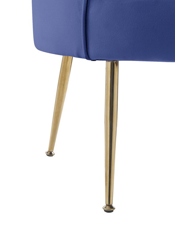 Angelina - Velvet Scalloped Back Barrel Accent Chair With Metal Legs - Blue - Image 5