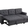 Lucca - Linen Reversible Sleeper Sectional Sofa With Storage Chaise - Dark Gray - Image 9